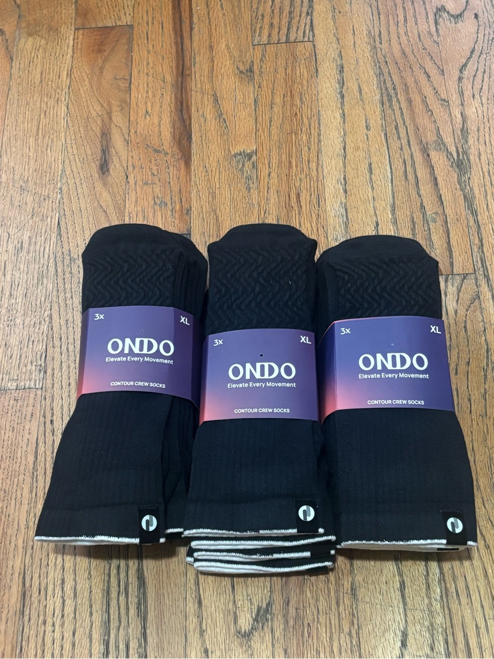 Ondo Unisex CONTOUR COMPRESSION CREW SOCKS 3-PACK (Carbon Black) XL